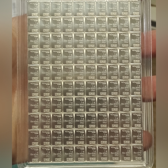 100x 1g Valcambi Suisse Combibar 100 Gram .999 Fine Silver Bar NEW In Assay Card - Picture 1 of 6